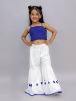 Thumbnail for Lil Drama Shor-Gul Blue Kurta Sharara and Bustier Set For Girls