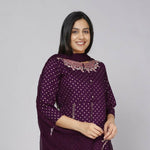 Thumbnail for Alvano Women' Stylish Anarkali Kurta with Pant and Dupatta for Women and Girls Rayon (Wine) - Distacart