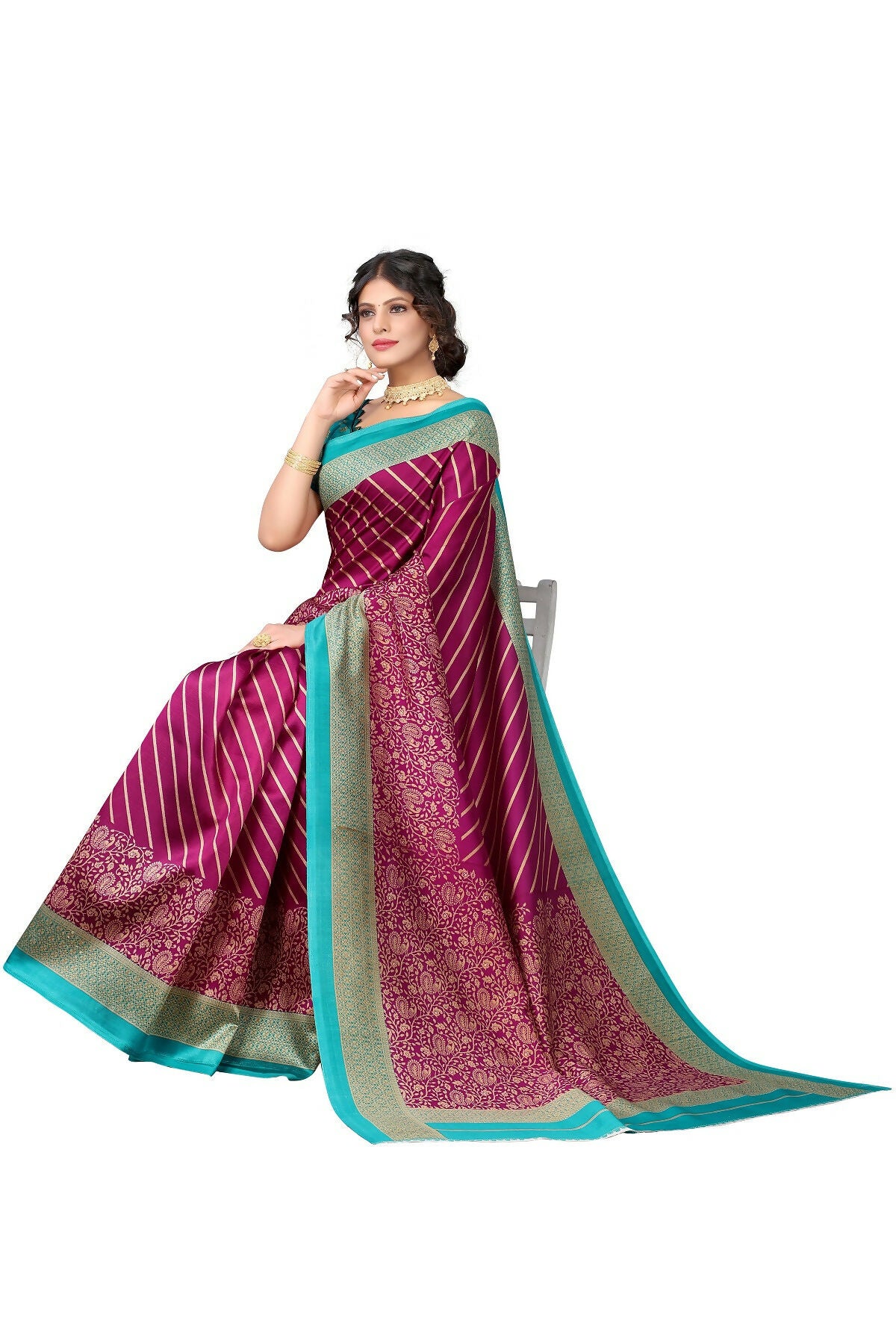 Vamika Purple Printed Art Silk Saree - Distacart