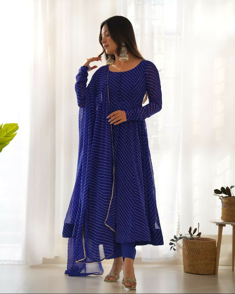 Joban Fashion Royal Blue Kurta Set Georgette Sequence Embroidery Work
