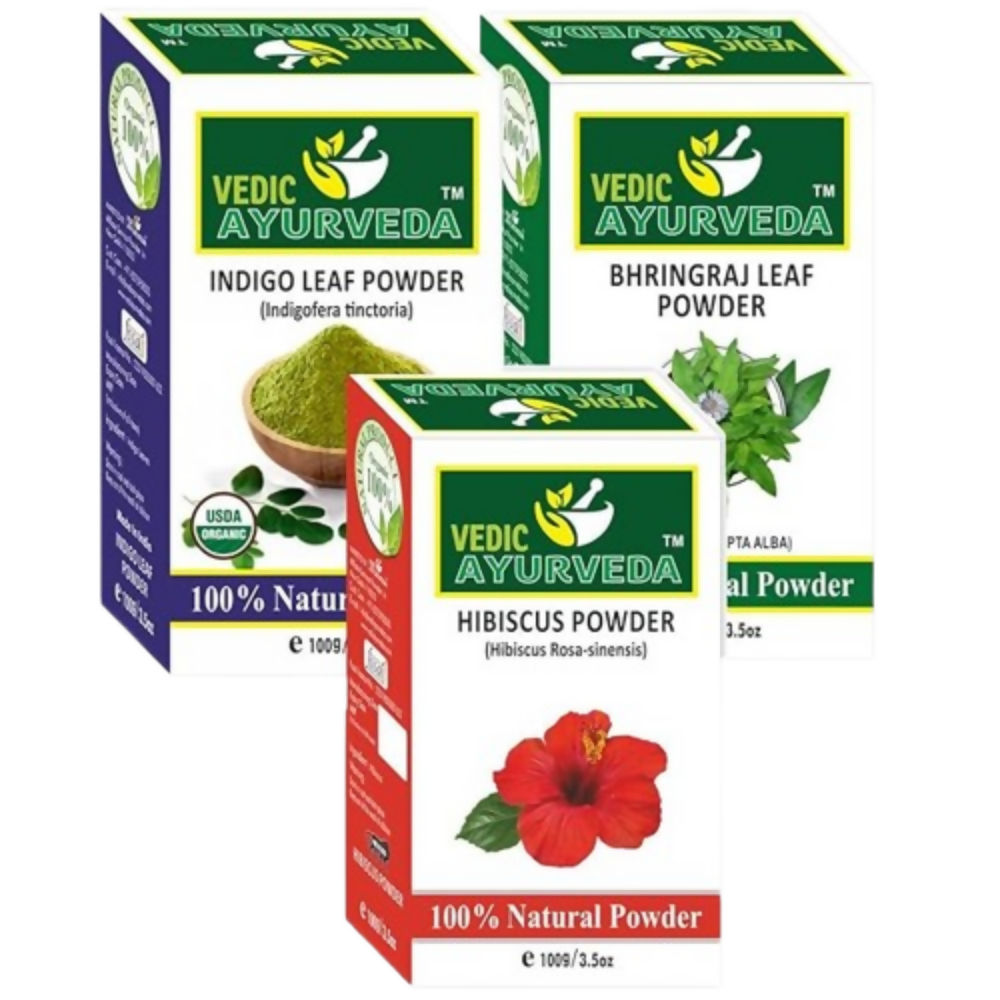VedicAyurveda Indigo, Bhringraj, Hibiscus Powder - Dista