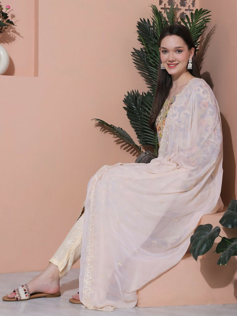 Jyoti Fashion Women's Multicolor Cotton Floral Digital Printed Kurta with Trouser & Dupatta - Distacart