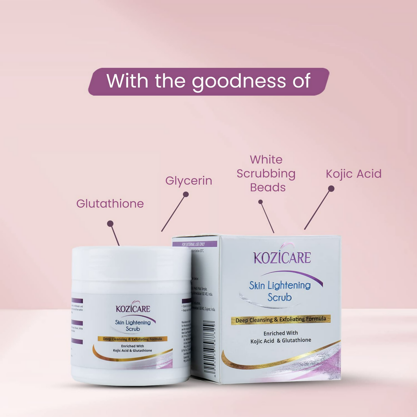 Healthvit Kozicare Skin Lightening Scrub For Deep Cleansing & Exfoliating Formula - Distacart