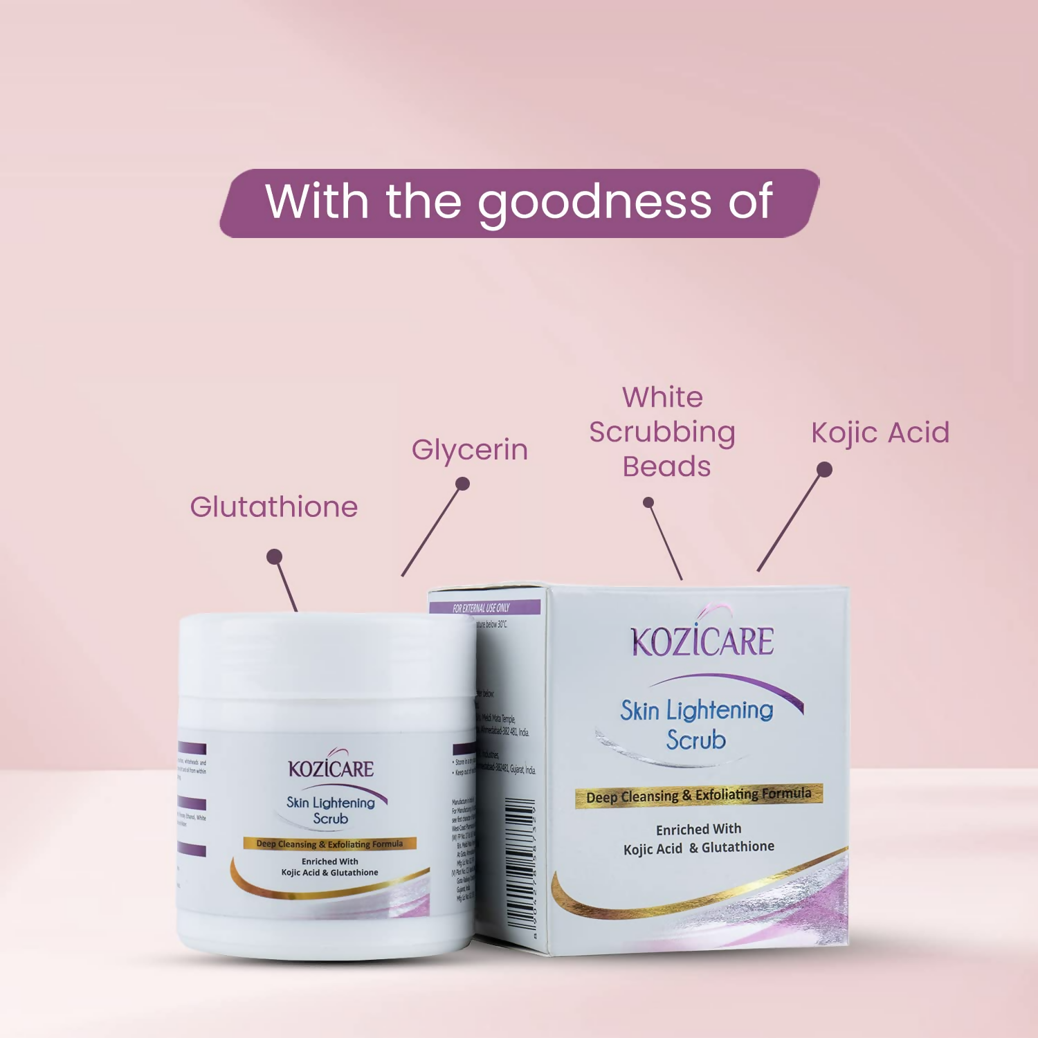 Healthvit Kozicare Skin Lightening Scrub For Deep Cleansing & Exfoliating Formula - Distacart
