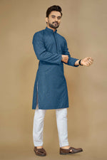 Thumbnail for Anaita Teal Embroidered Rayon Straight Kurta - Distacart