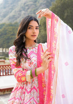 Thumbnail for Wedding Designer Multi Soft Dola Silk Anarkali suit with Dupatta - Sanj - Distacart