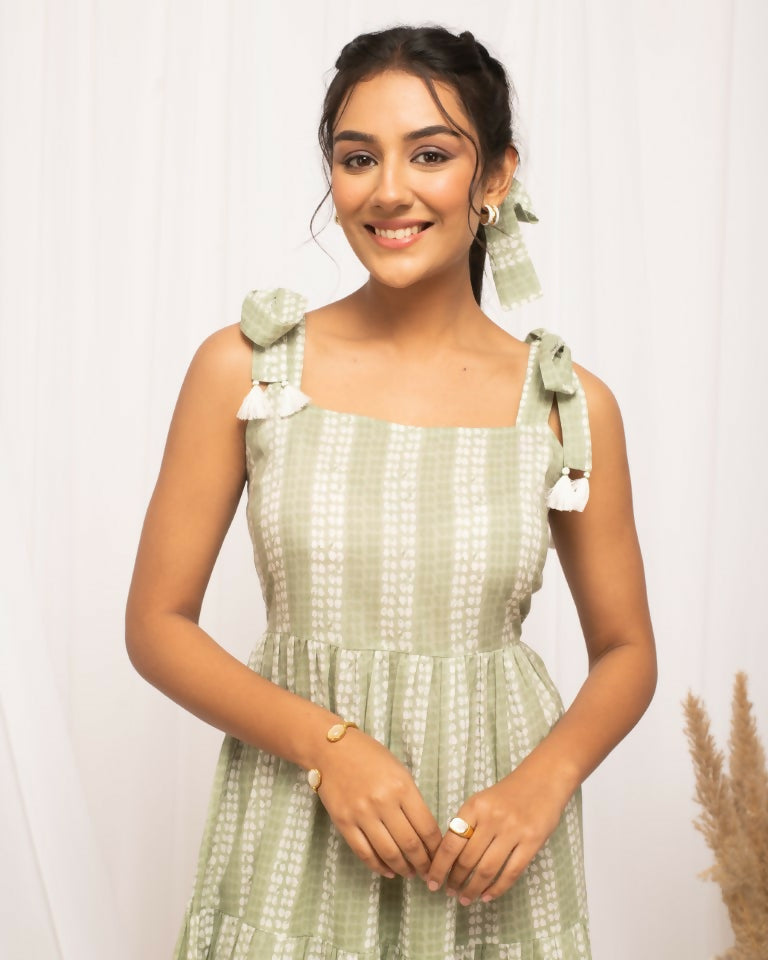 FIORRA Women's Green Cotton Printed Dress - Distacart