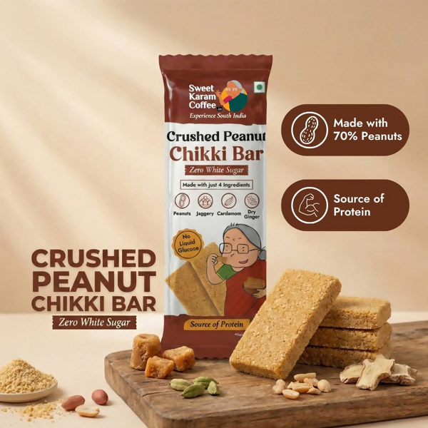 Sweet Karam Coffee Crushed Peanut Chikki Bar (Zero White Sugar) - Distacart