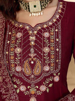Thumbnail for Anouk Maroon Ethnic Motifs Embroidered Sequinned Anarkali Kurta With Trouser & Dupatta