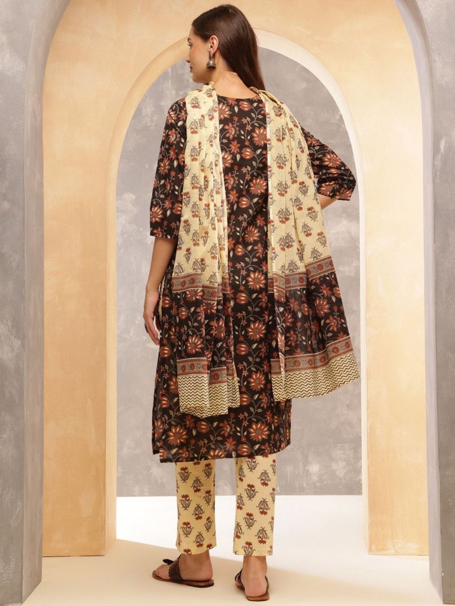 Anouk Women Ethnic Motifs Printed Regular Pure Cotton Kurta with Trousers & With Dupatta
