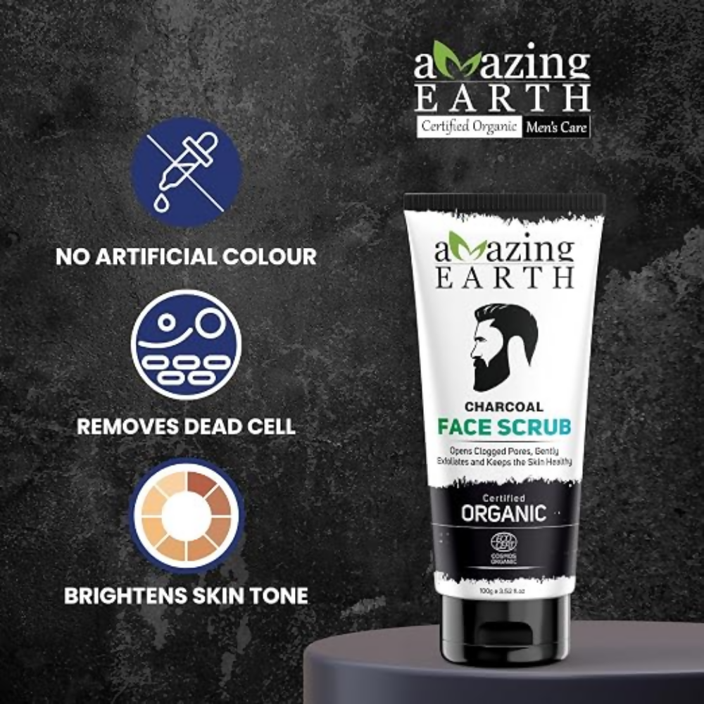 Amazing Earth Activated Charcoal Face Scrub for Men - Dista