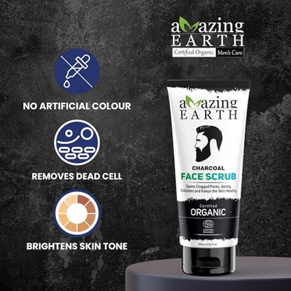 Amazing Earth Activated Charcoal Face Scrub for Men - Dista