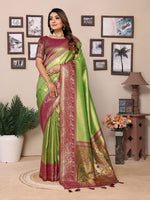 Thumbnail for Aastha Fashion Pista Tissue Silk Weaving Saree - Distacart