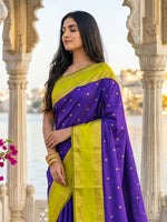 Thumbnail for Shree Shyam Fashion Navy Blue Silk Blend Saree - Dista