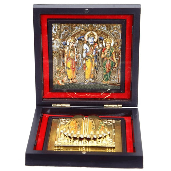 AncientlRam Darbar Pocket Temple Box With Charan Paduka Square Shaped, Gold Plated - Distacart