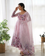 Thumbnail for Joban Fashion Pink Kurta Set Organza Sequin Embroidery Work - Distacart