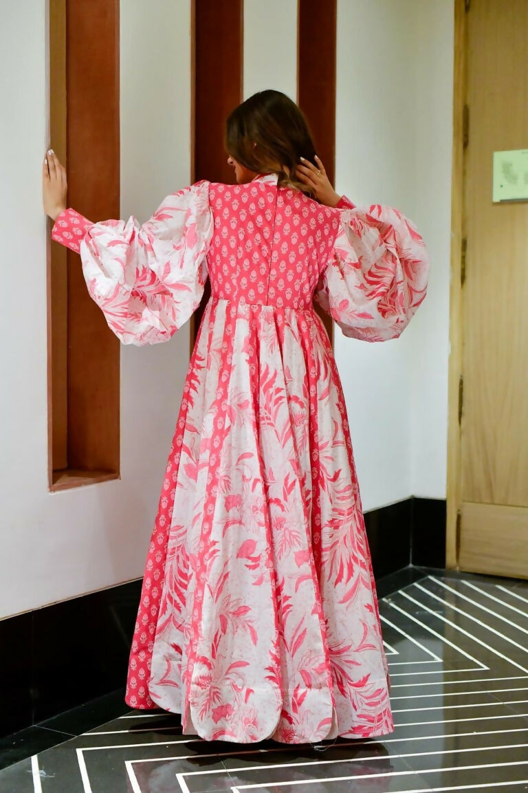 Jyoti Fashion Women's Pink Heavy Digital Printed Cotton Silk Anarkali Dress - Distacart