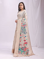 Thumbnail for Astita Linen Cotton Cream Saree