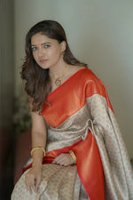 Thumbnail for Preksha Creation Indian Style Banarasi Soft Silk Women Saree - White - Distacart