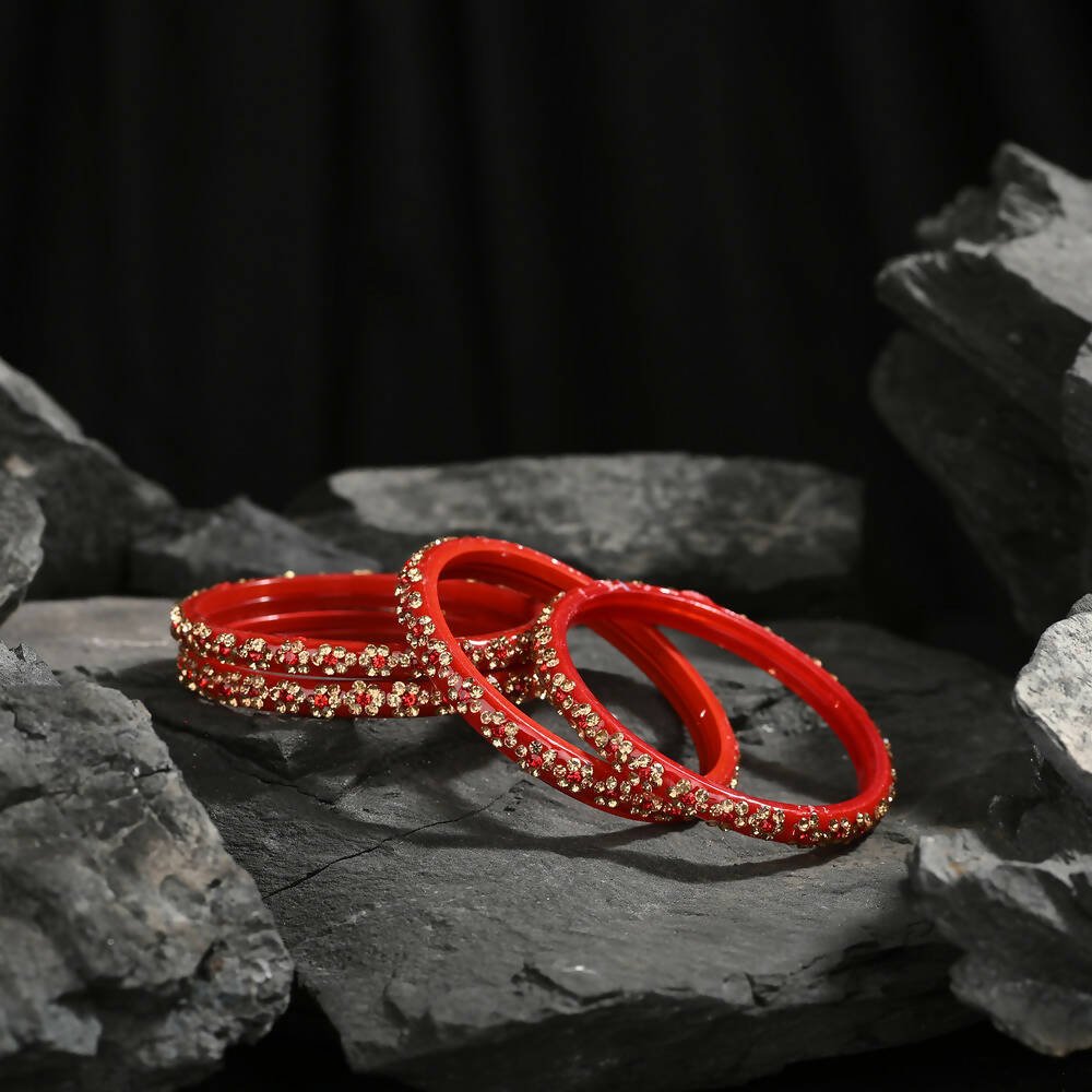 Afast Elegant Bridal & Wedding Party Fashion Bangle/Kada Set, Red, Glass, Pack Of 8 Model No- A25 - Distacart