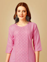 Thumbnail for Jyoti Fashion Women's Pink Cotton Blend Embroidered Kurta Pant Set - Distacart