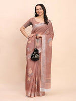 Thumbnail for Astita Linen Cotton Brown Saree