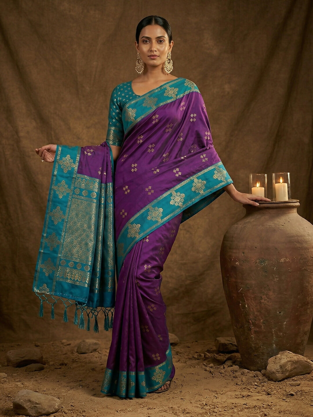 Shree Shyam Fashion Violet Soft Silk Saree - Distacart