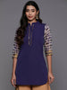 Ahalyaa Blue & Gold-Toned Mandarin Collar Printed Tunic - Blue Color - Distacart