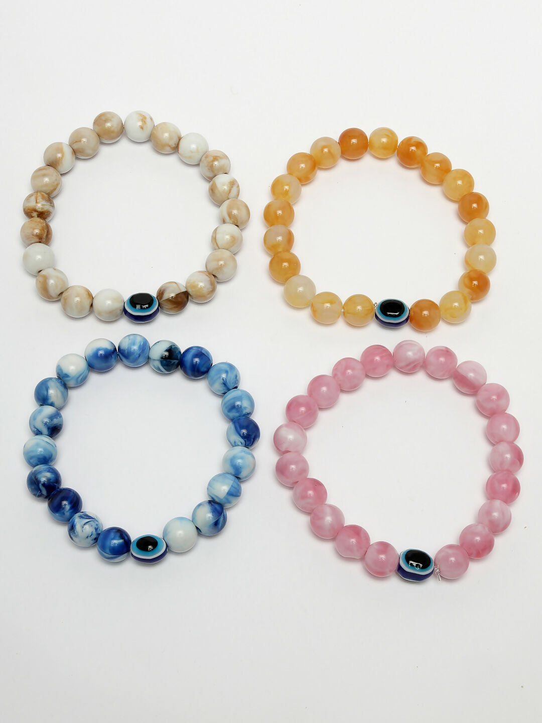 NVR Women & Men Set of 4 Multicolor Evil Eye Elasticated Rakhi With Roli Chawal - Distacart