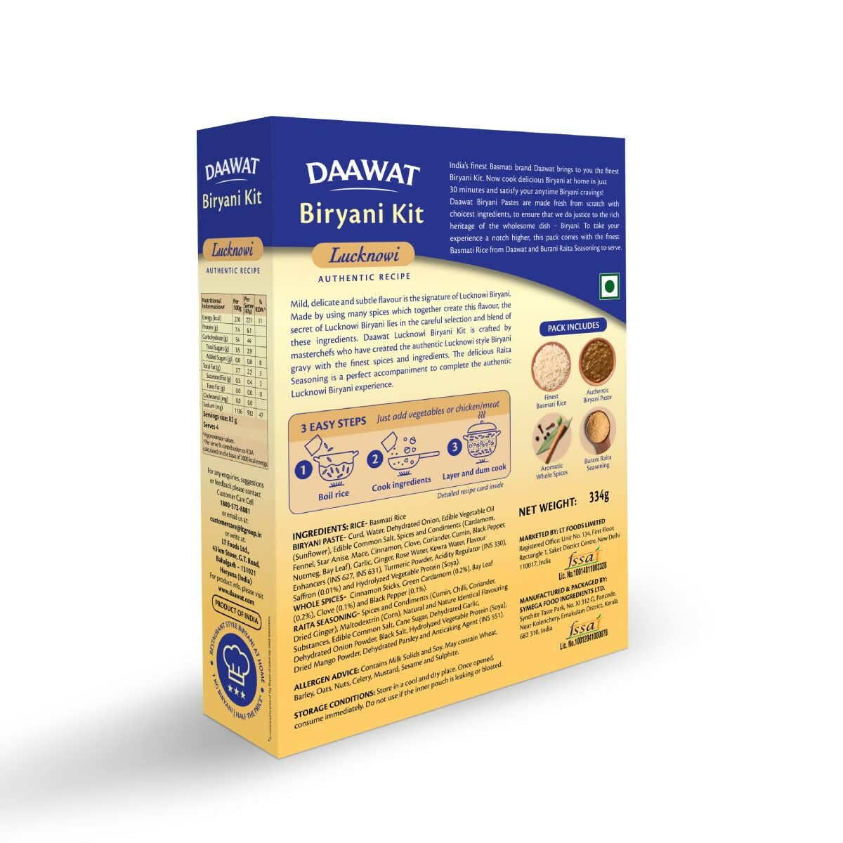 Daawat Biryani Kit Lucknowi - Authentic Recipe - Distacart