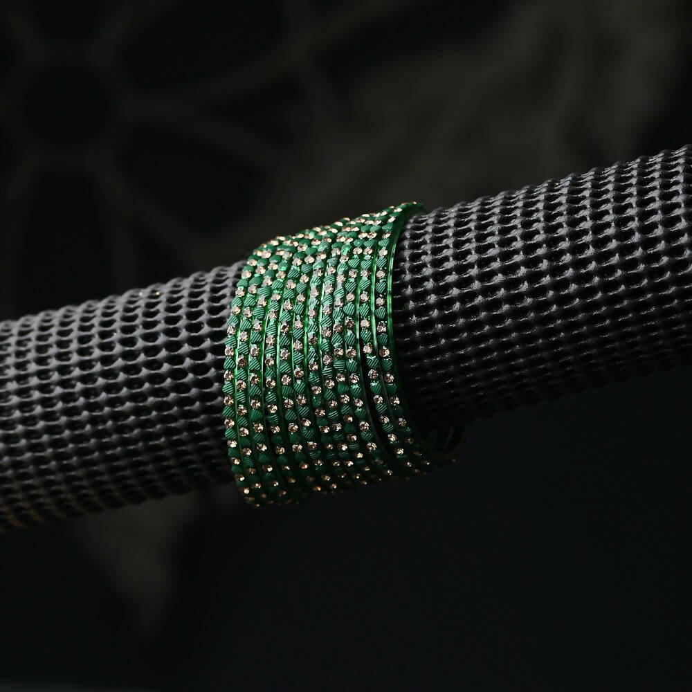 Afast Elegant Bridal & Wedding Party Fashion Bangle/Kada Set, Green, Glass, Pack Of 12 Model No- A2 - Distacart