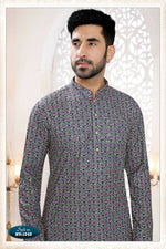 Thumbnail for Joban Fashion Men's Blue Straight Rayon Thread And Sequence Embroidery All Over Kurta Set - Distacart
