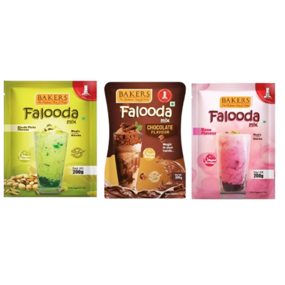 BAKERS Falooda Mix Powder - Chocolate, Pista and Rose - Dista