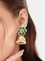 Thumbnail for Nuyug 22K Gold Plated Panna Jhumki Earrings