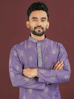 Thumbnail for Anaita Purple Embroidered Silk Straight Kurta - Distacart
