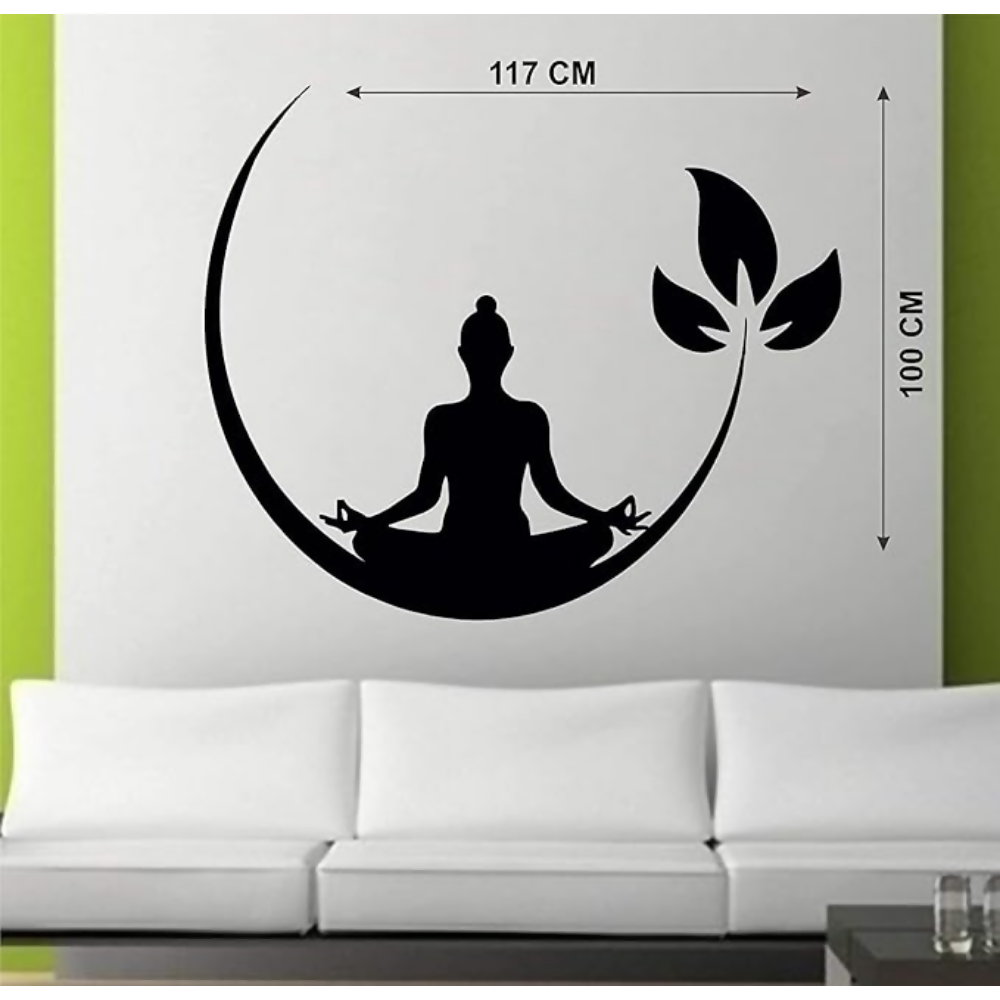 Techgifti Vinyl Religious Meditating Buddha Wall Sticker (117 x 100 cm) - Dista