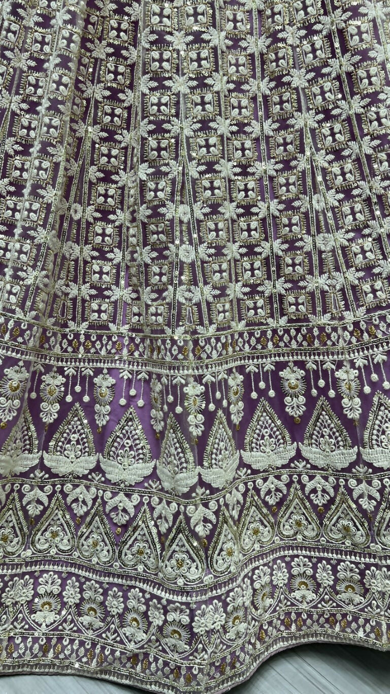 Jyoti Fashion Women's Violet Bridal Net Fancy Sequins with Multi Thread Embroidered Wedding Lehenga Choli - Distacart