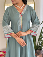 Thumbnail for The52 Women's Beautiful Rayon Fabric Embroidery Work A-Line Kurta Pant and Dupatta Set - Distacart