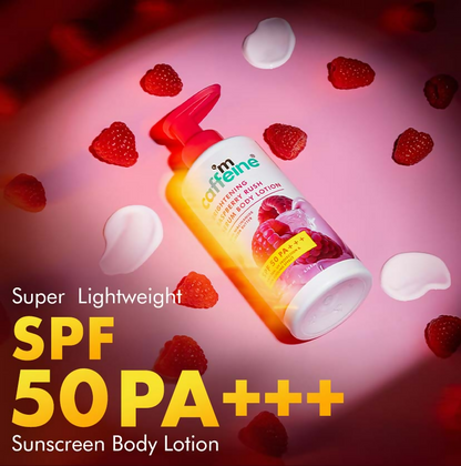 mCaffeine Brightening Raspberry Rush Serum Body Lotion SPF 50 PA+++ - Distacart