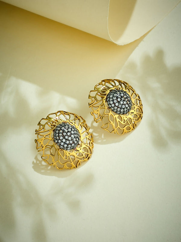 Nuyug 22k Gold Plated Filigree Statement Studs