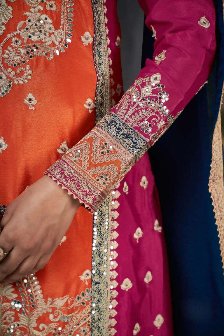 Partywear Designer Keshri Chinon Fabric suit - Shagun - Distacart