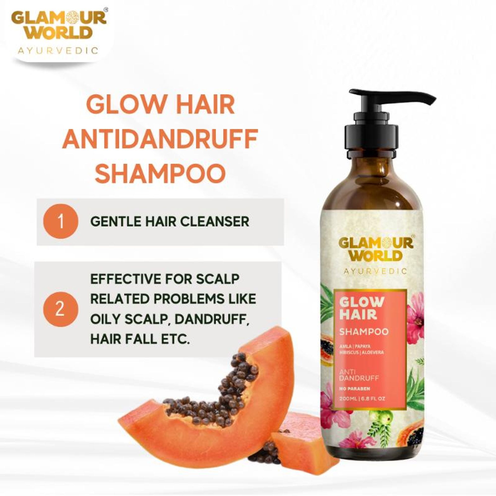 GLAMOUR WORLD AYURVEDIC Glow Hair Shampoo - Distacart