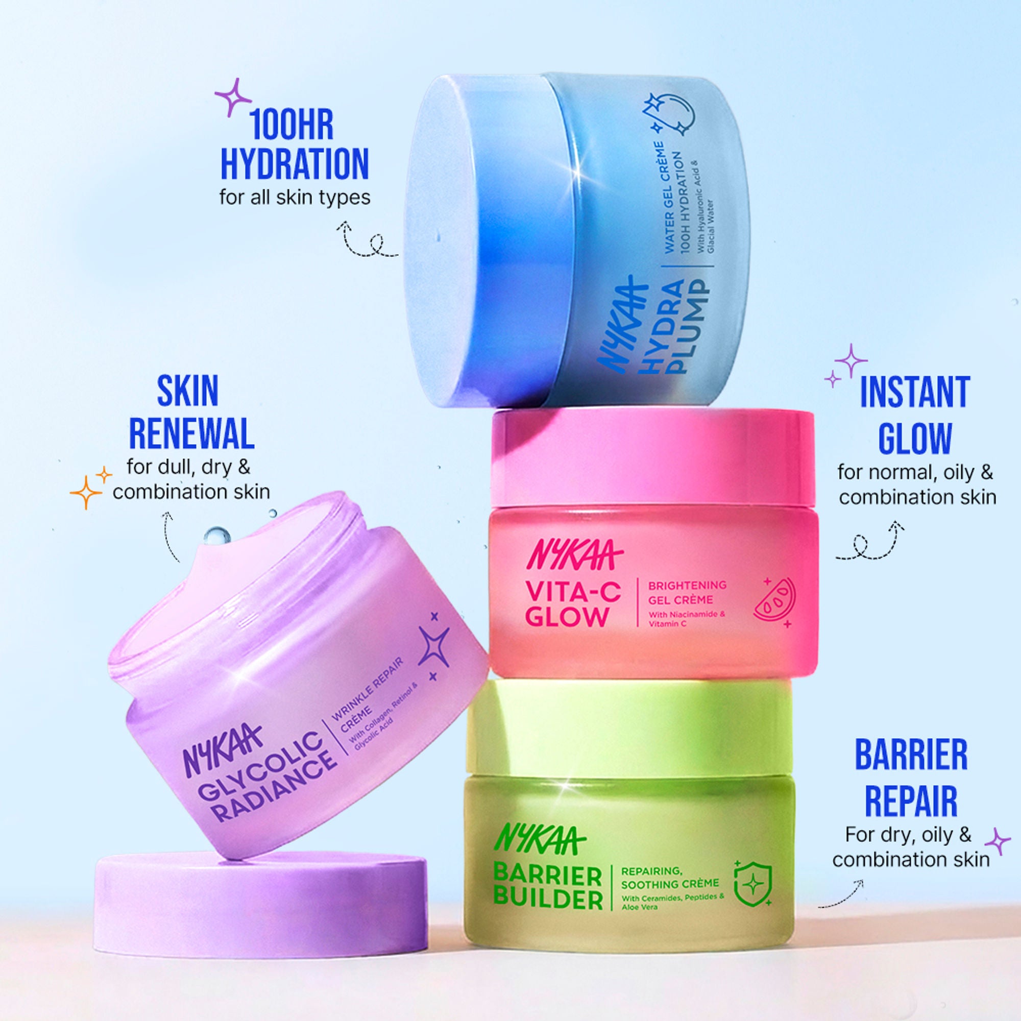 Nykaa Skin Hydra Plump Water Gel Creme Moisturiser, 100Hr Hydration, Normal, Dry & Combination Skin - Distacart