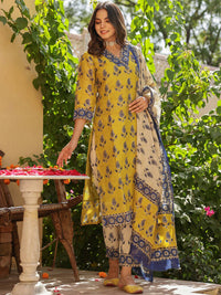 Thumbnail for Kalini Ethnic Printed V neck Three-Quarter Sleeves Kurta with Trousers & With Dupatta - Distacart