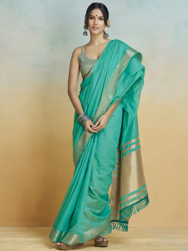 Mitera Zari Pure Cotton Chanderi Saree
