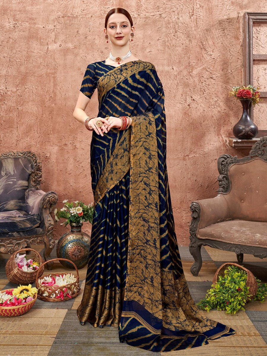 Anouk Blue Leheriya Printed Saree - Distacart