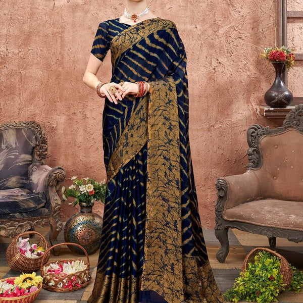 Anouk Blue Leheriya Printed Saree - Distacart