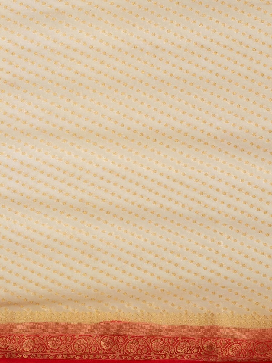 Anouk Off White & Red Woven Design Zari Pure Georgette Kanjeevaram Saree - Distacart