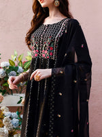 Thumbnail for Kalini Floral Embroidered A-Line Thread Work Kurta with Trousers & Dupatta - Distacart