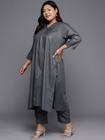 Thumbnail for Sztori Long Sleeves V-Neck Cotton Regular Kurta with Trousers - Distacart